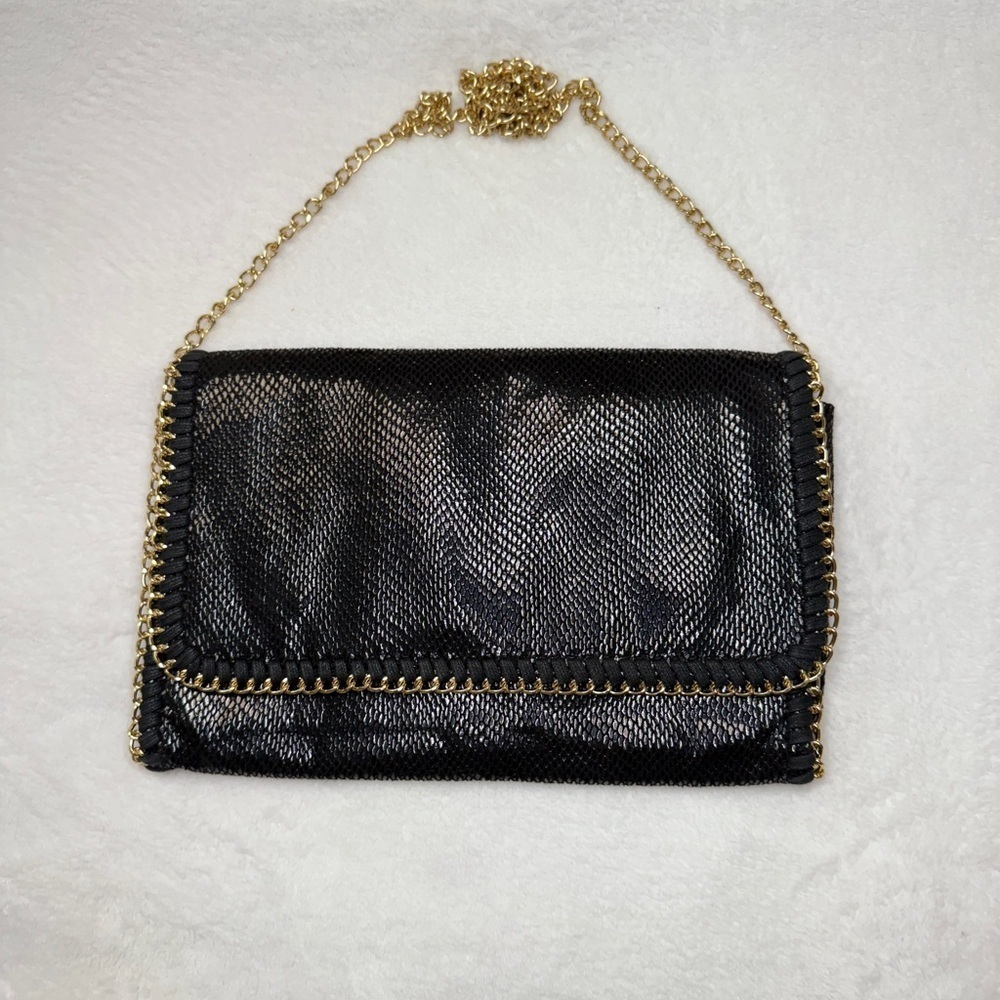 Urban Expressions Chic Black Chain-Trimmed Purse